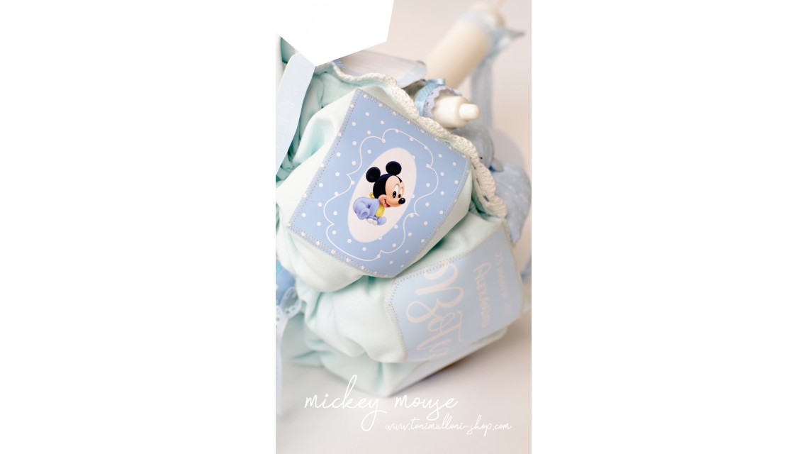 Lumanare de botez pentru baieti cu Mickey Mouse, 65x4 cm, Mickey Boy 2